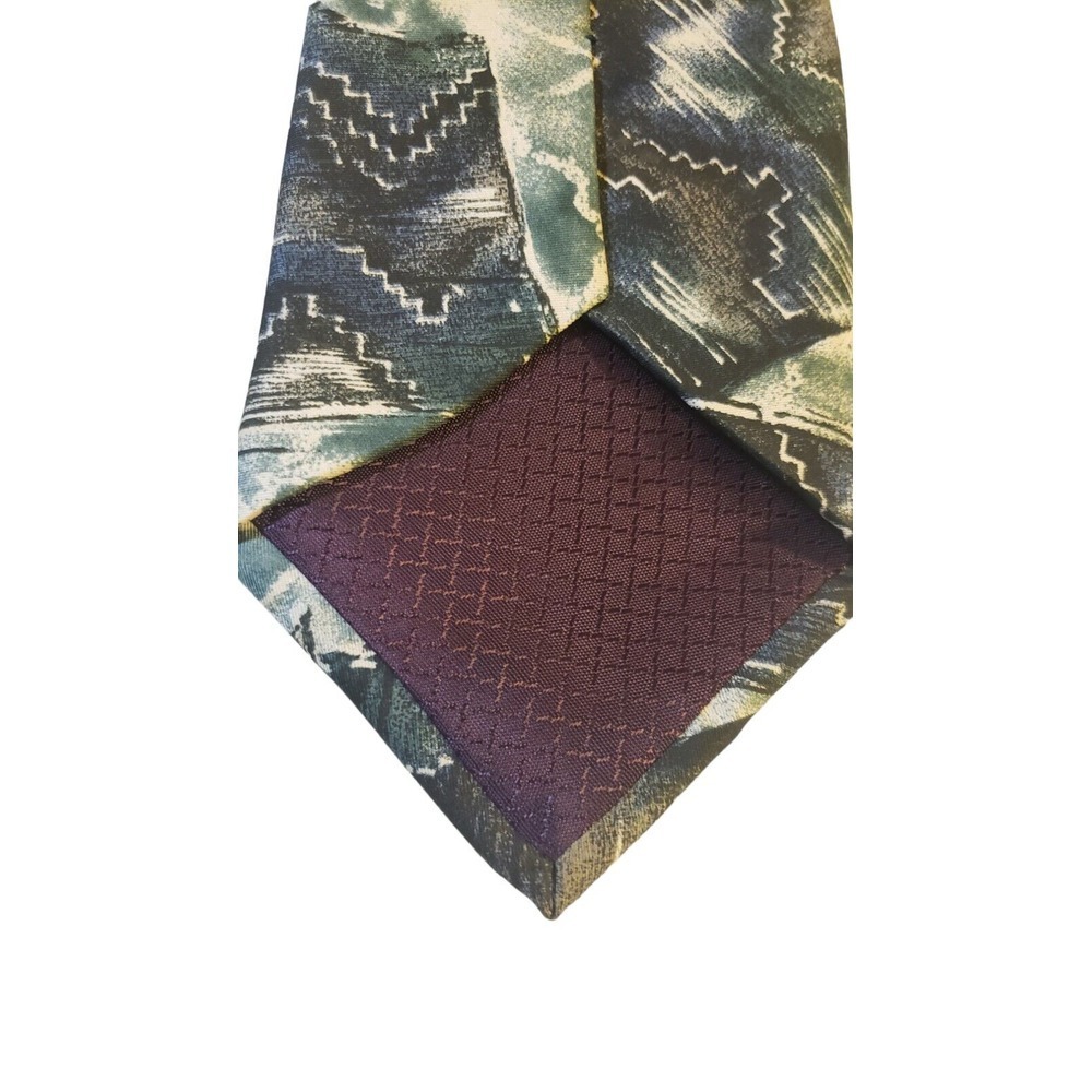 Barrington Mens Necktie Designer Tie Blue Green Abstract 100% Silk Wedding Work - Picture 6 of 12